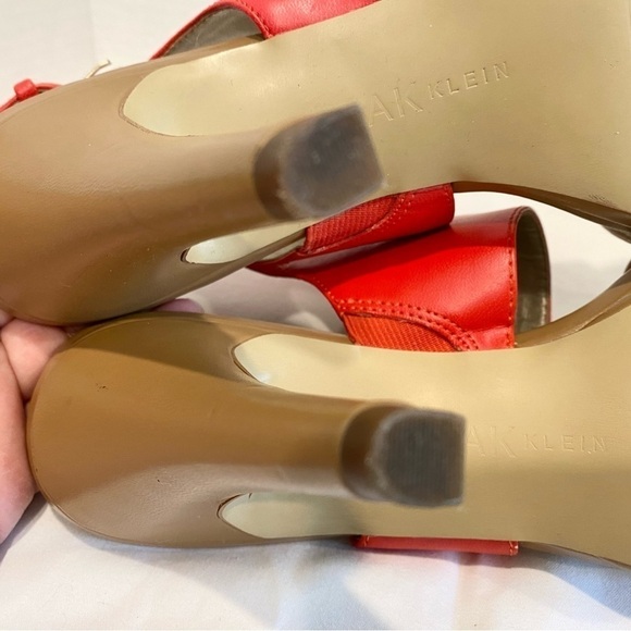 Anne Klein Terriko Slingback Pumps in Pink Coral and Cream Color Block Size 8M - Picture 10 of 12